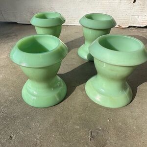 Elegant vintage Green glass egg cups